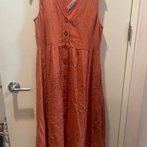 Madewell Lightspun Button-Front Tank Midi Dress - New with tag - Size Small